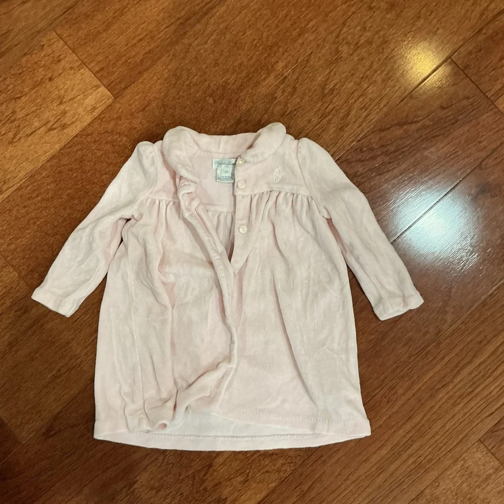 Ralph Lauren Baby Pink Velour Dress Size 9M
